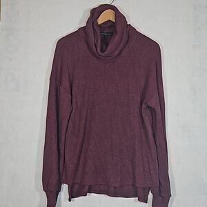Gibsonlook Maroon Waffle Knit Cowl Neck Tunic Sweater - Oversized - Size XS